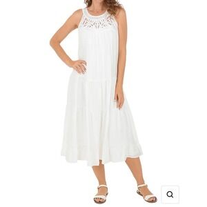 Luxology Halter Neck Crocheted Lace Tiered Lined Sz Small S Resort Cruise Dress